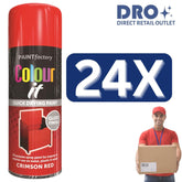 24X - Paint Factory Crimson Red Gloss Spray Paint 250ml